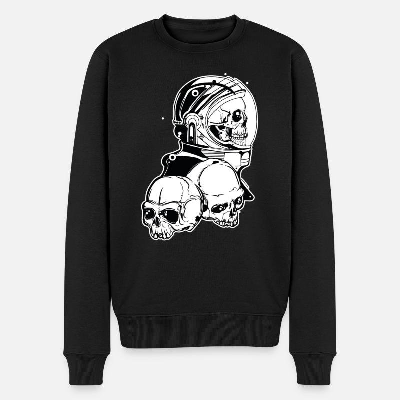 Skull Astronaut // Spaceman // Illustration - Männer Premium Bio Pullover - Schwarz