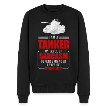 Kampfpanzer Stahl Soldat Kraft - Männer Premium Bio Pullover - Schwarz - Vorne - Nico (187cm)