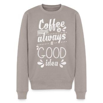 Barista Connoisseur Coffeeshop - Men's Premium Organic Jumper - taupe - Front - Nico (187cm)
