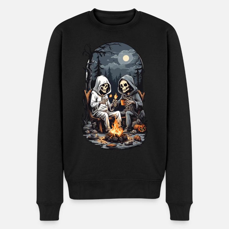 Halloween Camping Skeleton Campfire Design - Men's Premium Organic Jumper - black