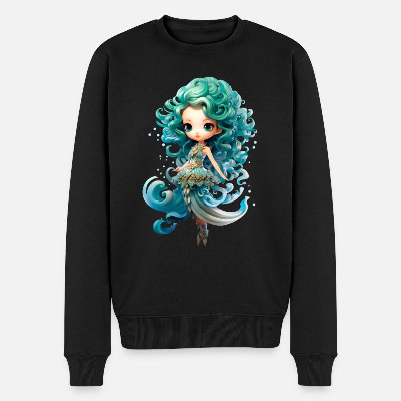 Dollie Wasser - Männer Premium Bio Pullover - Schwarz