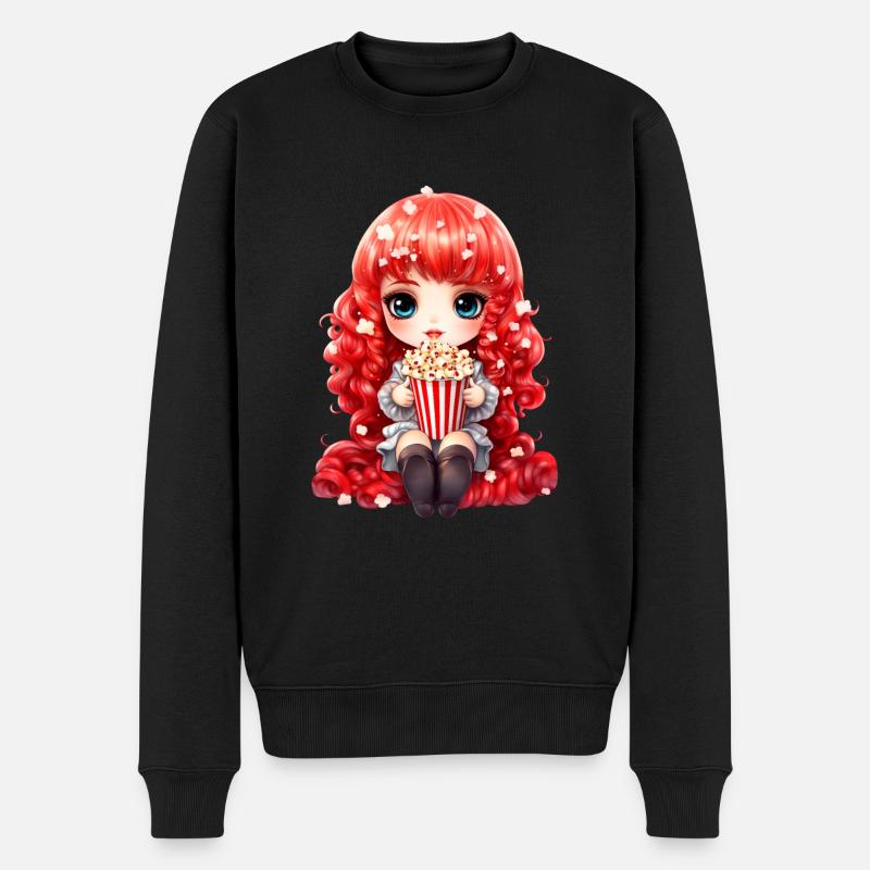 Dollie Popcorn - Männer Premium Bio Pullover - Schwarz