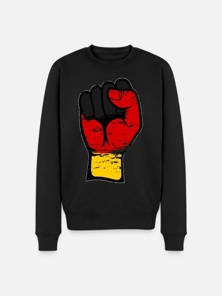 Germany flag fist used - Men's Premium Organic Jumper - black