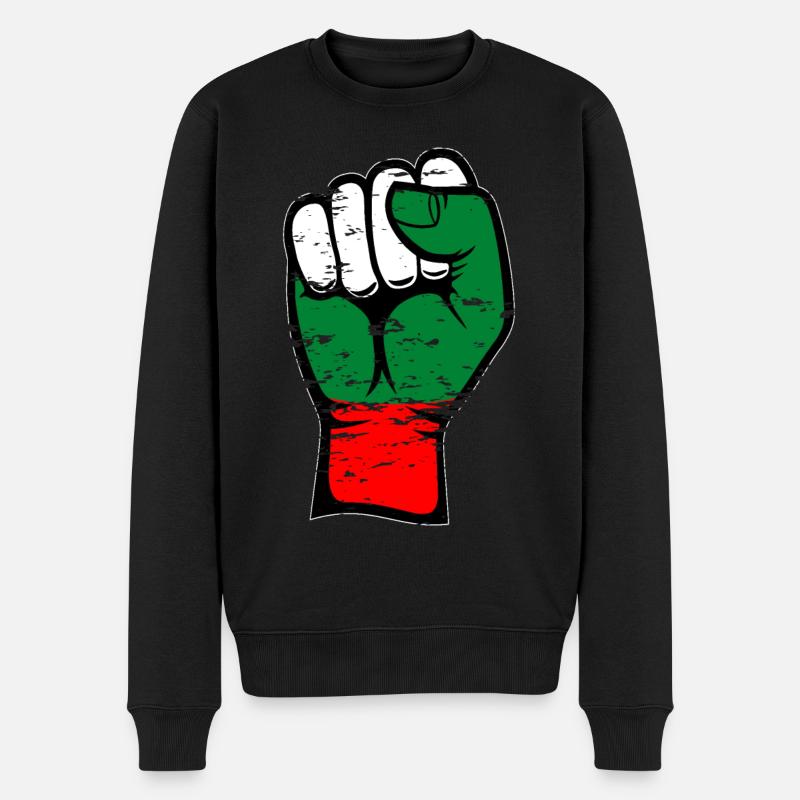 Poing du drapeau bulgare utilisé - Pull Premium bio Homme - noir