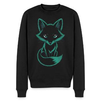 Mystischer Fuchs in Türkis - Männer Premium Bio Pullover - Schwarz - Vorne - Nico (187cm)
