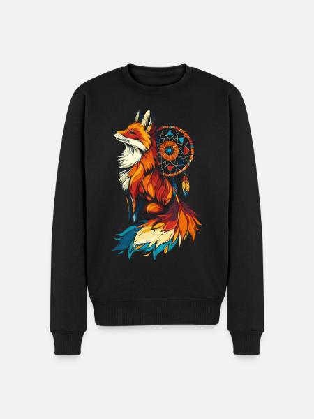 Fuchs Traumfänger - Männer Premium Bio Pullover - Schwarz