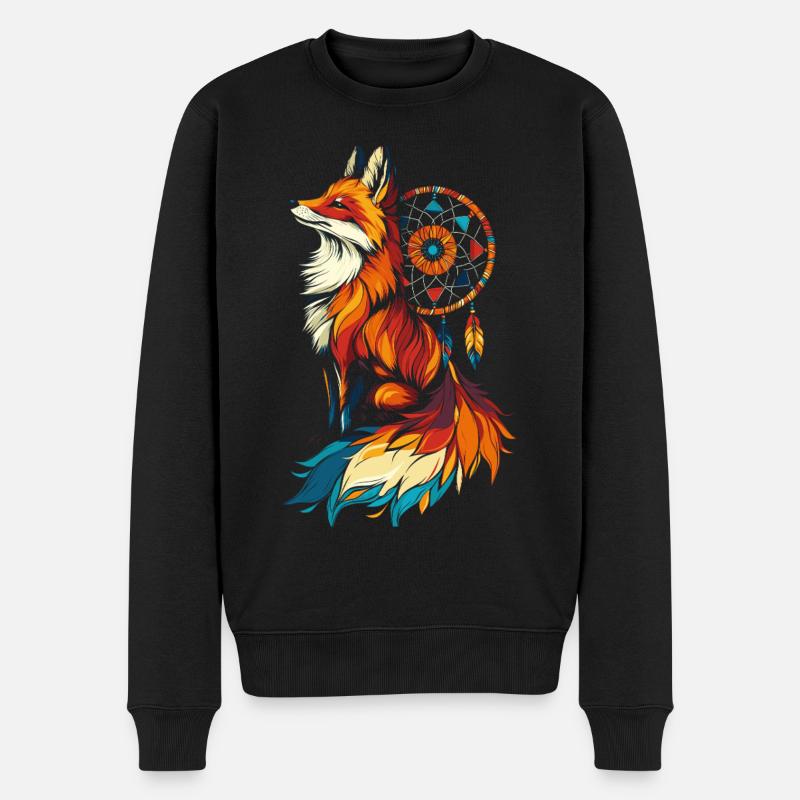Fuchs Traumfänger - Männer Premium Bio Pullover - Schwarz