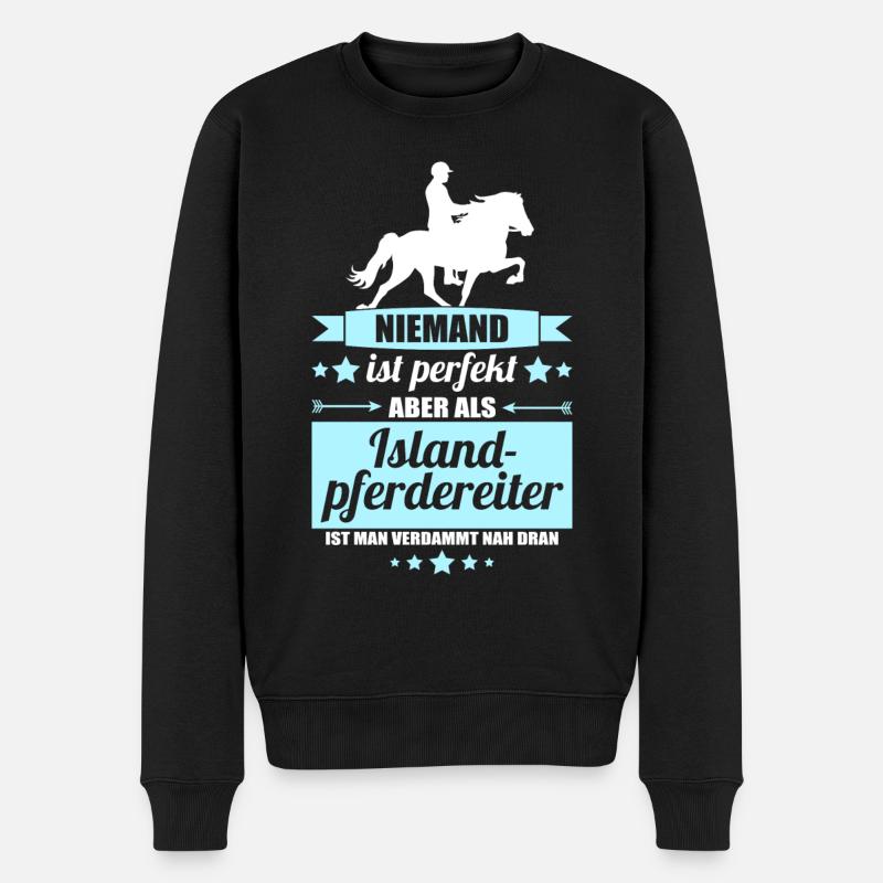 Islandpferdereiter - Männer Premium Bio Pullover - Schwarz