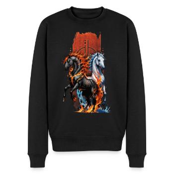 Elemental Equine: Fire and Water Horse - Men's Premium Organic Jumper - black - Front - Nico (187cm)