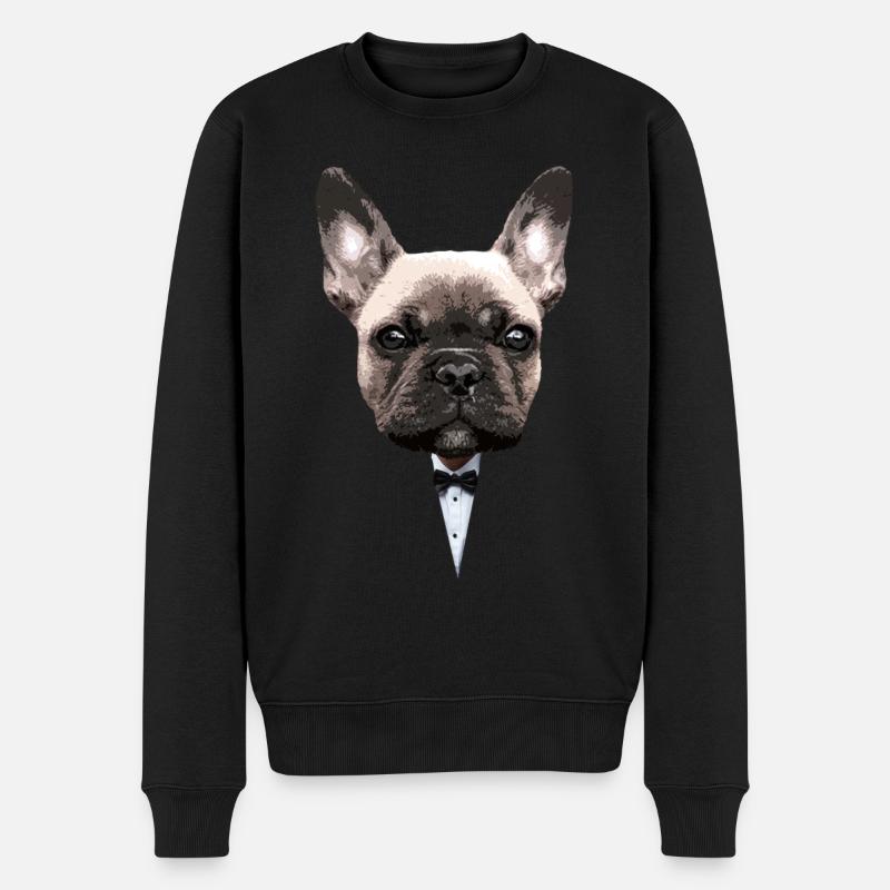 bouledog français animal chien mignon - Pull Premium bio Homme - noir
