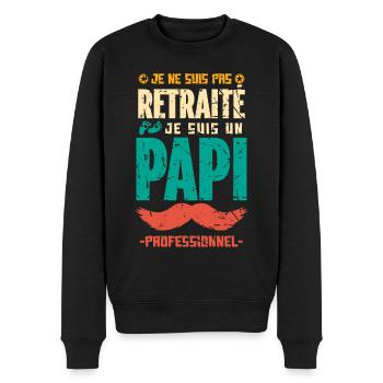 Retraité humour cadeau retraite papi professionnel - Pull Premium bio Homme - noir - Devant - Nico (187cm)