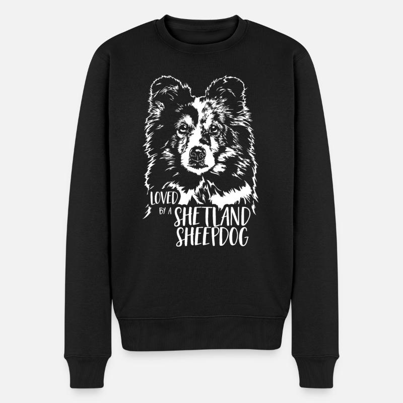 Aimé par un chien de berger Shetland Chiens Sheltie - Pull Premium bio Homme - noir