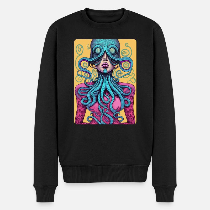 Mystisches und mysteriöses Pink Halb Frau, halb Okto - Männer Premium Bio Pullover - Schwarz