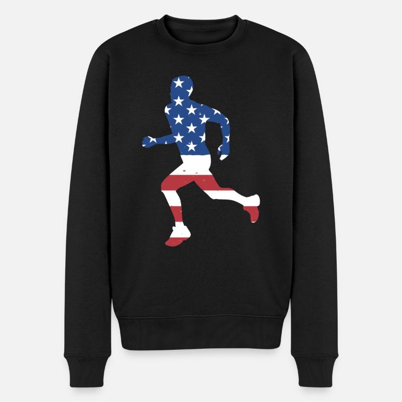 Sport Us Flag Running - Männer Premium Bio Pullover - Schwarz