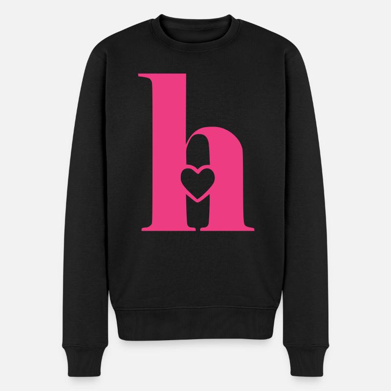 Buchstabe h Anfangsbuchstabe mit Herz - Männer Premium Bio Pullover - Schwarz