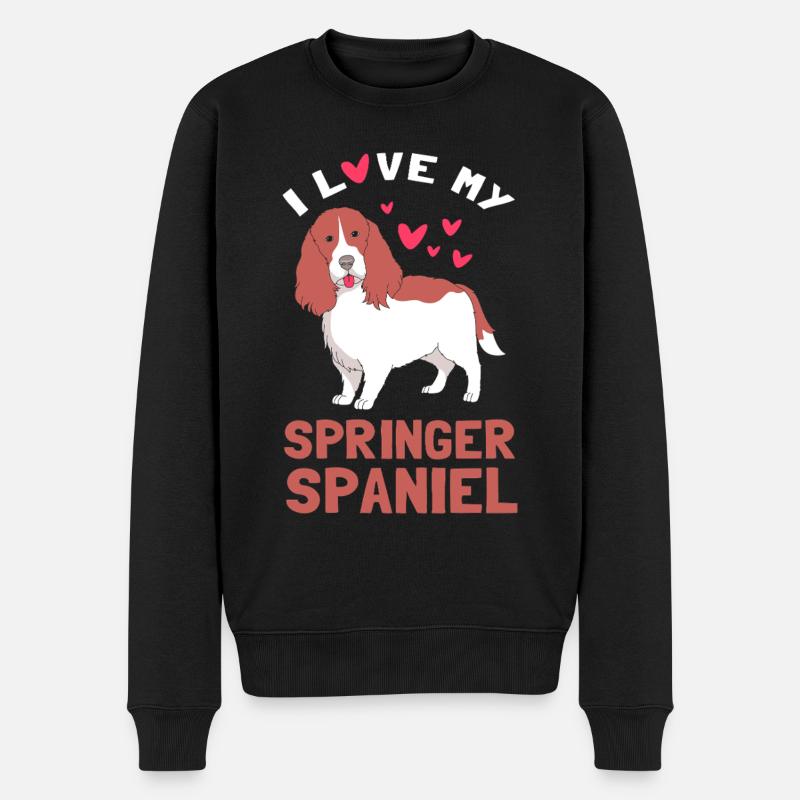 Chien Springer Spaniel - Pull Premium bio Homme - noir