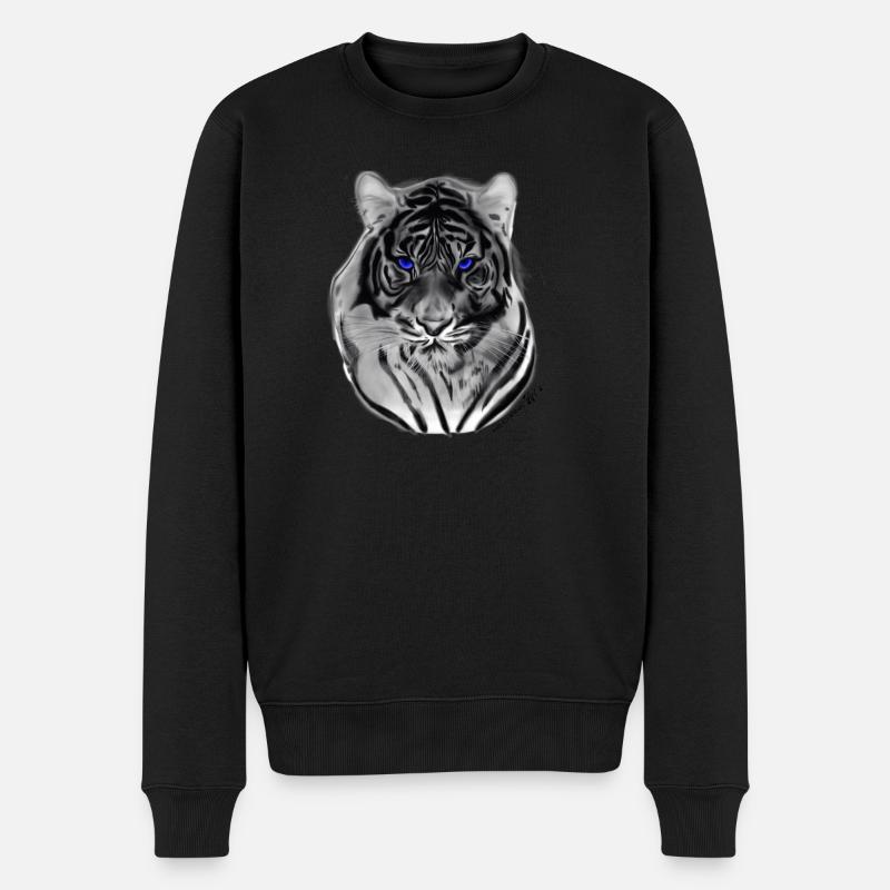 Weißer Tiger - Männer Premium Bio Pullover - Schwarz