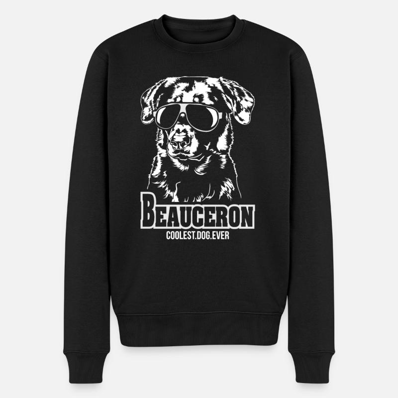 BEAUCERON coolest dog ever Hunde Spruch Wilsigns - Männer Premium Bio Pullover - Schwarz