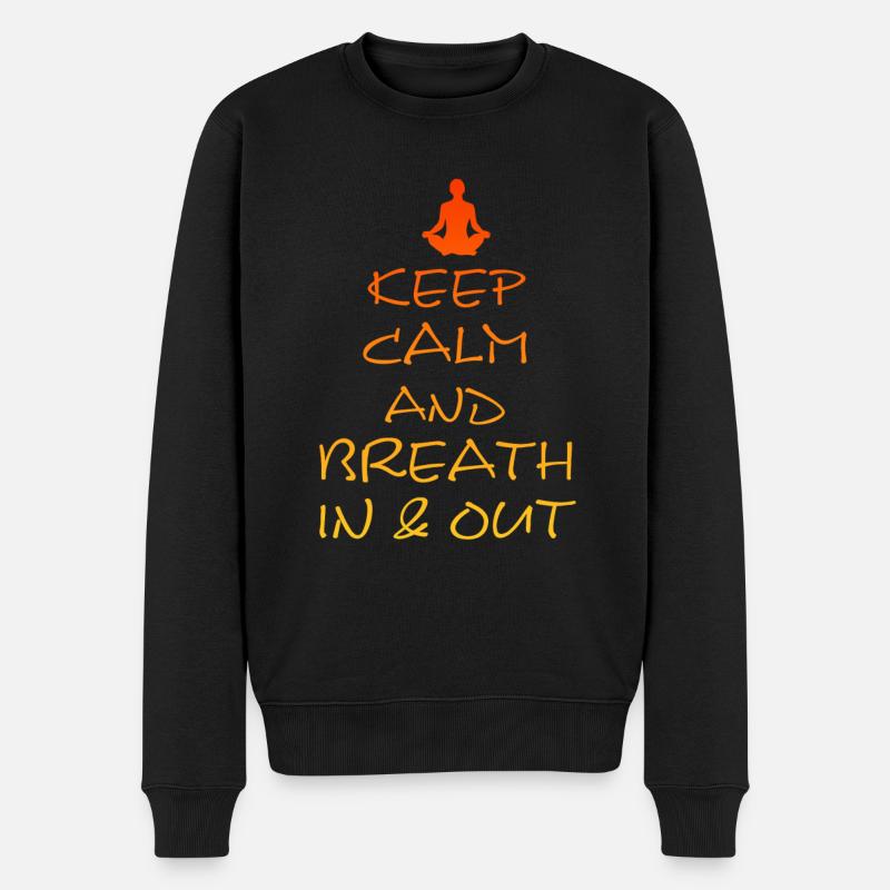 Yoga, Namaste, Breath in, Breath out - Männer Premium Bio Pullover - Schwarz