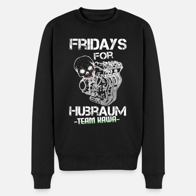 Fridays for Hubraum, weiß, Team Kawa - Männer Premium Bio Pullover - Schwarz