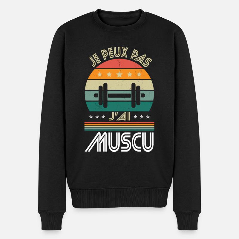 Je peux pas j'ai Muscu - Idée Cadeau Musculation - Pull Premium bio Homme - noir