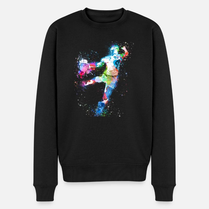 Handball, handballeur, beach handball, aquarelle - Pull Premium bio Homme - noir