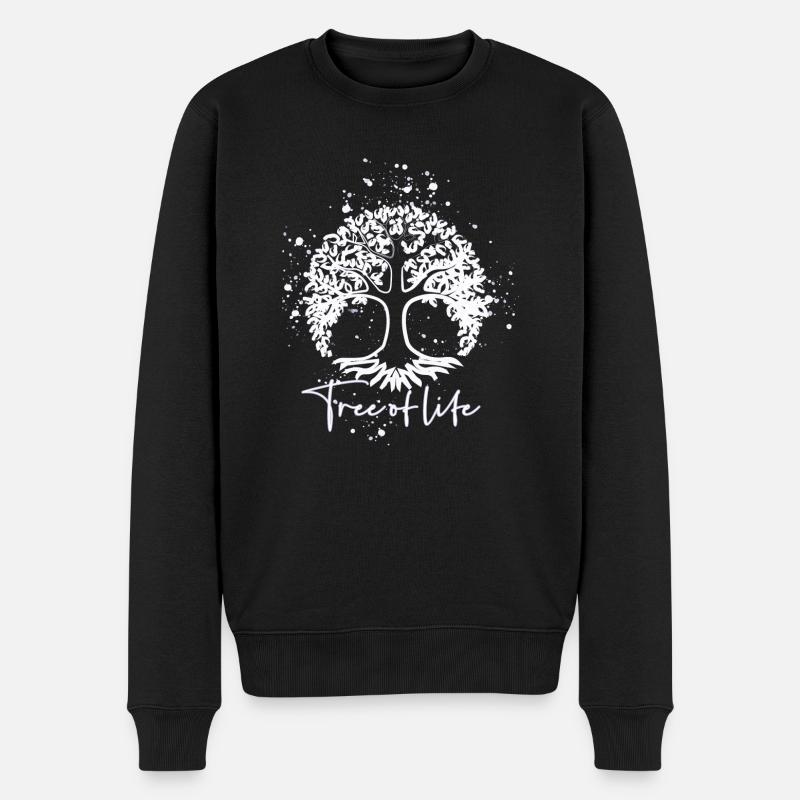 tree of life,lebensbaum,baum,weiß,malerei - Männer Premium Bio Pullover - Schwarz