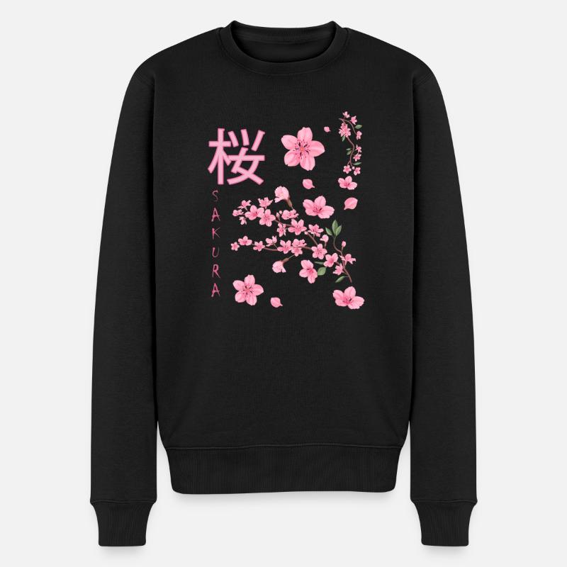 sakura,kirschblüte,japan,blüten,kirschbaum - Männer Premium Bio Pullover - Schwarz