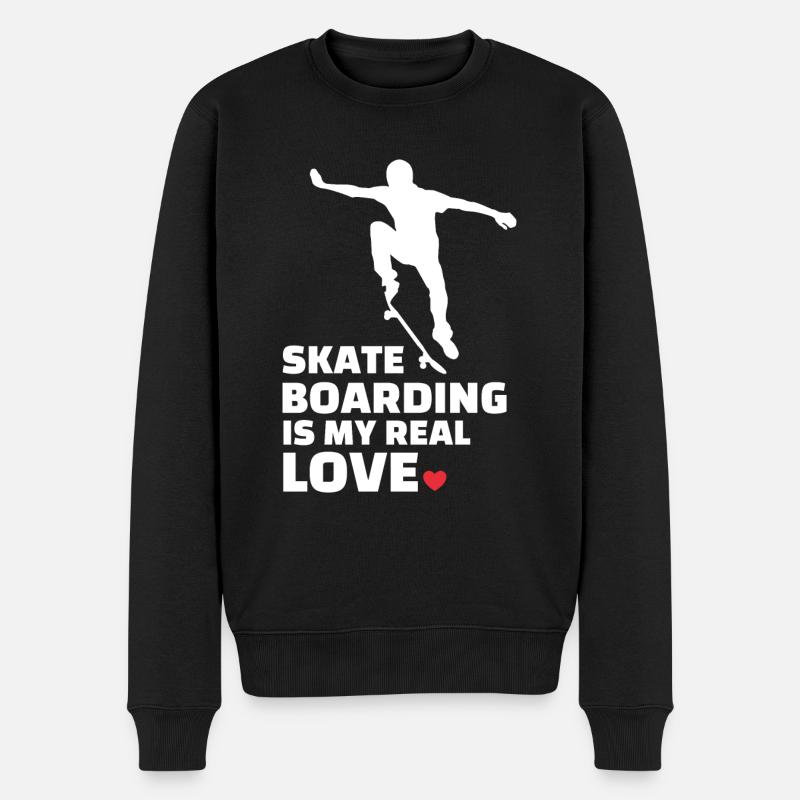 Ich Liebe Skateboarden - Männer Premium Bio Pullover - Schwarz