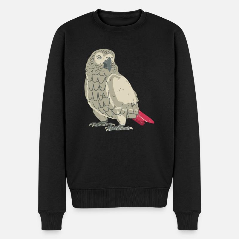 Graupapagei - Männer Premium Bio Pullover - Schwarz