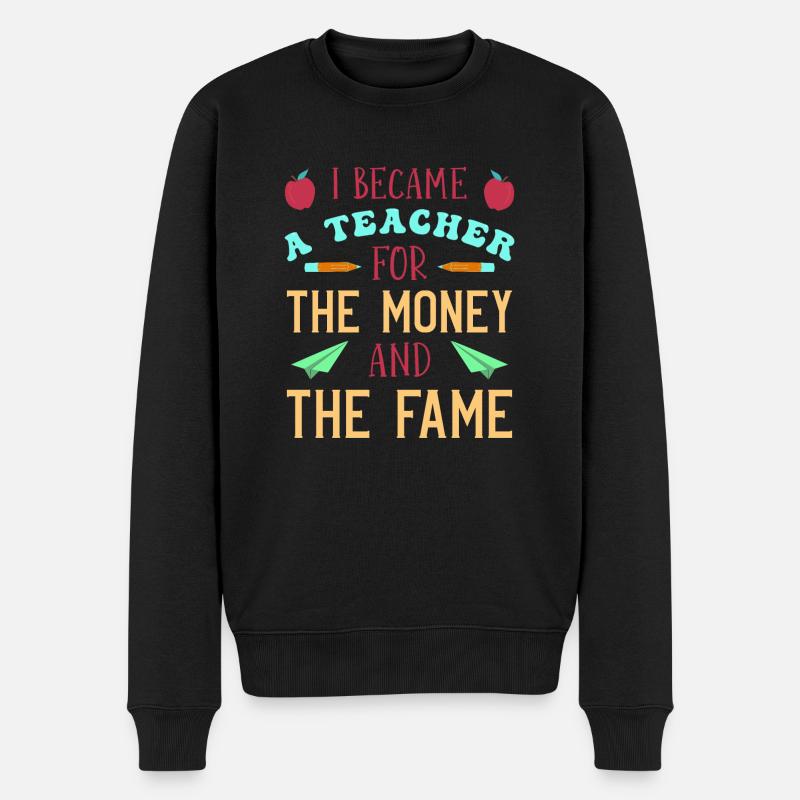 Lustiger Lehrer Spruch Schule - Männer Premium Bio Pullover - Schwarz