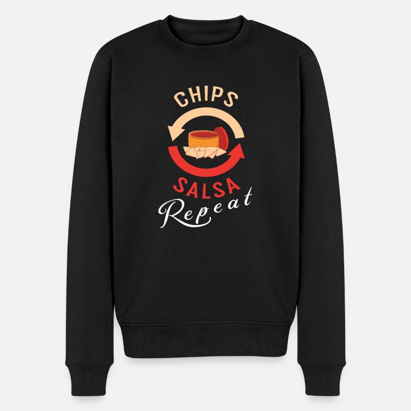 Chips und Salsa Nachos - Männer Premium Bio Pullover - Schwarz