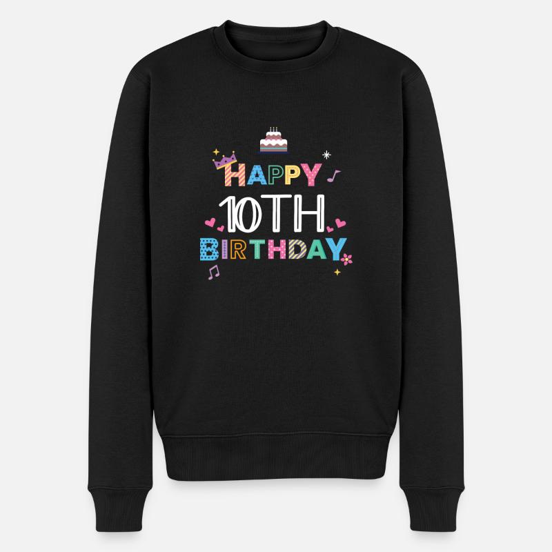 Happy Birthday 10. Geburtstag - Männer Premium Bio Pullover - Schwarz