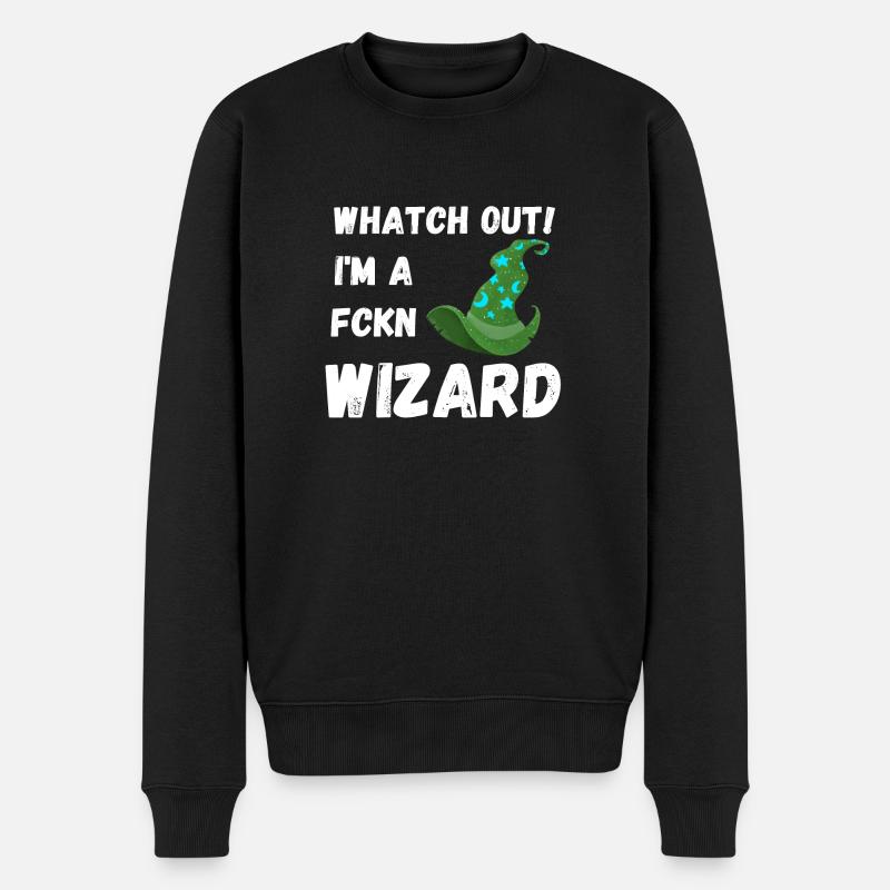 Wizard - Männer Premium Bio Pullover - Schwarz