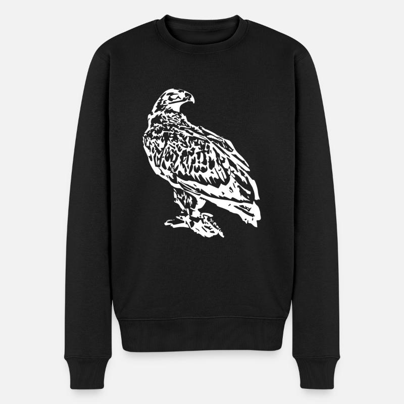 Oiseau faucon oiseaux blancs - Pull Premium bio Homme - noir