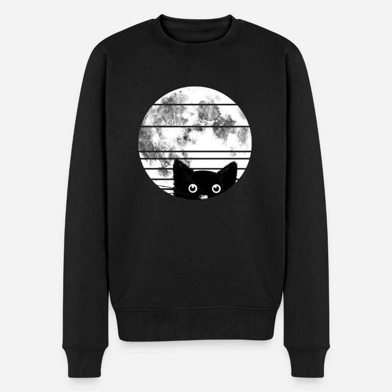 Chat avec lune - Pull Premium bio Homme - noir