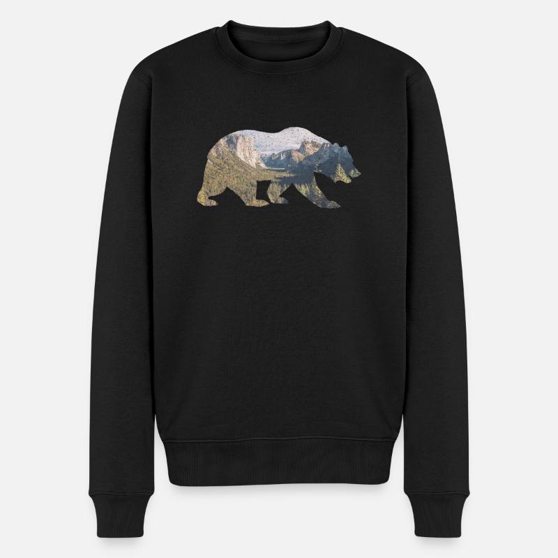 Rocky Mountains Bär - Männer Premium Bio Pullover - Schwarz