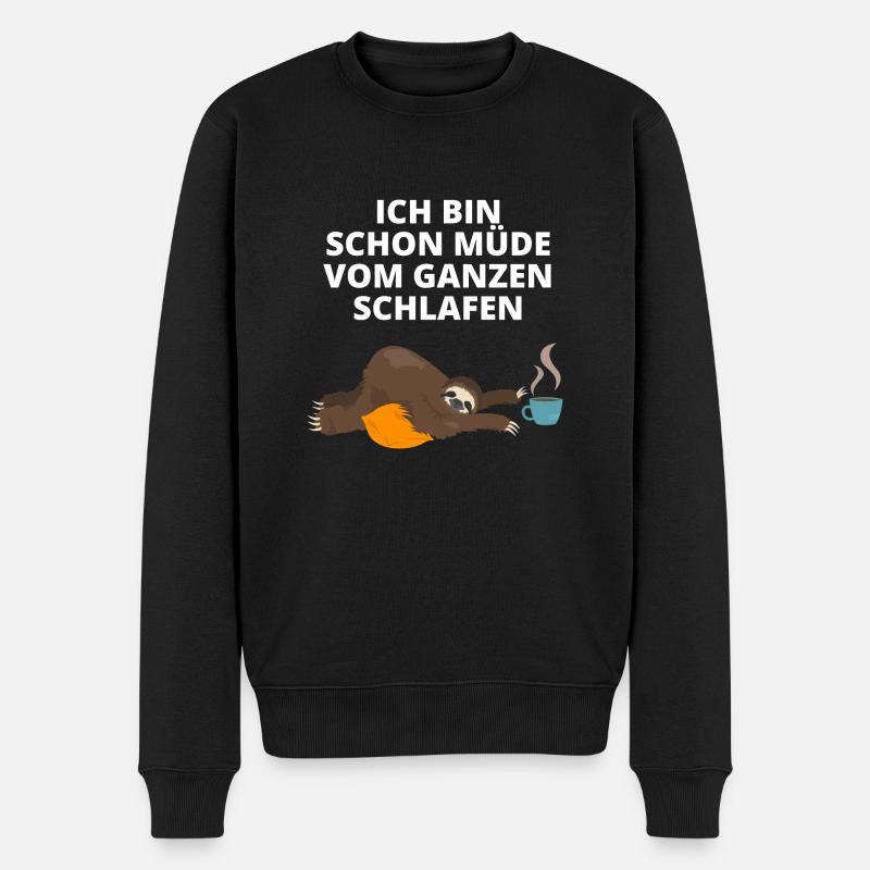 Lustiger Faultier Spruch - Männer Premium Bio Pullover - Schwarz