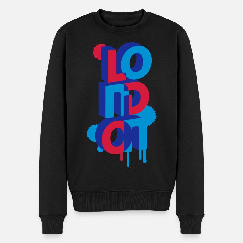 London in 3D Buchstaben - Männer Premium Bio Pullover - Schwarz