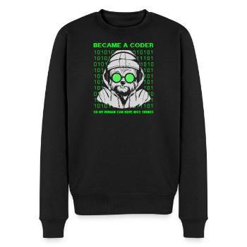 Became a Coder – Cyber Dog Binary - Männer Premium Bio Pullover - Schwarz - Vorne - Nico (187cm)