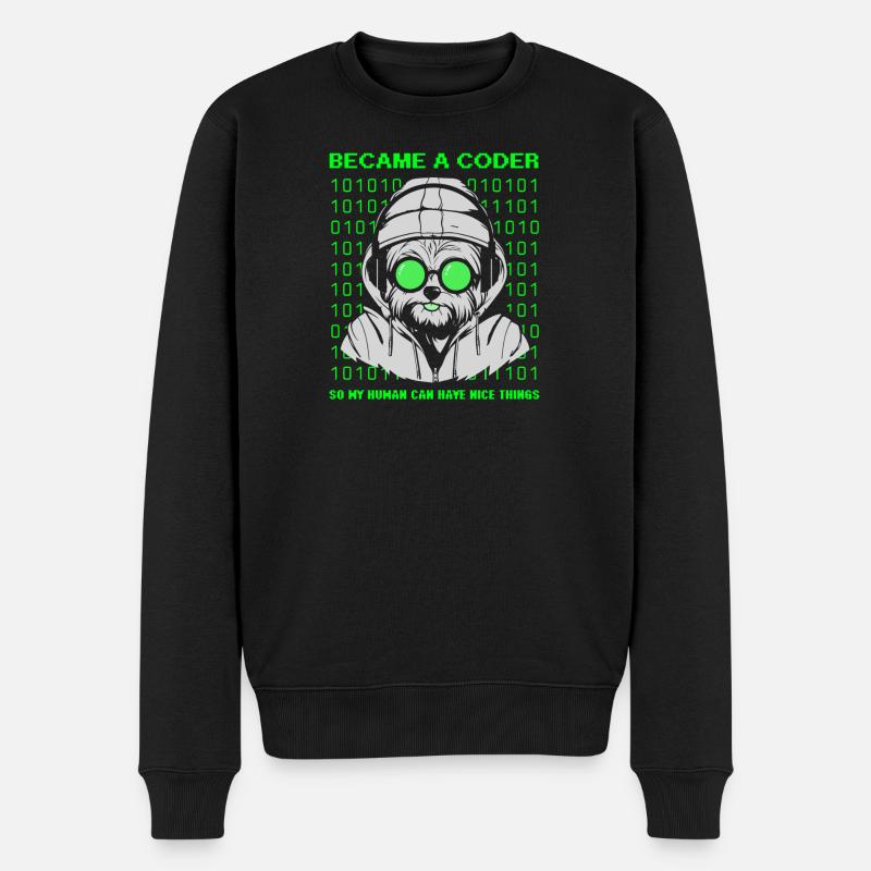 Became a Coder – Cyber Dog Binary - Men's Premium Organic Jumper - black