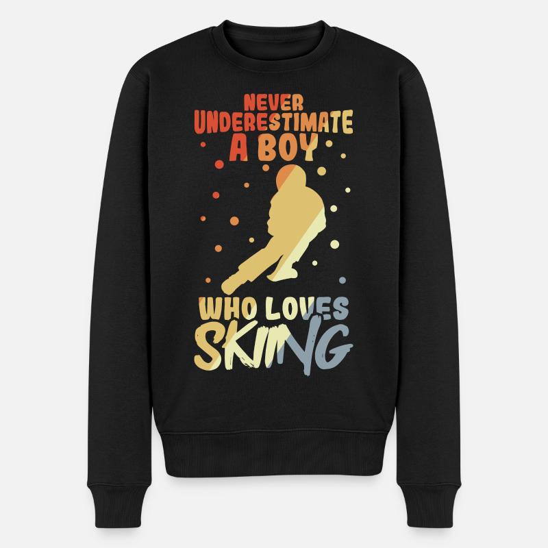 Lustiger Skijunge - Männer Premium Bio Pullover - Schwarz
