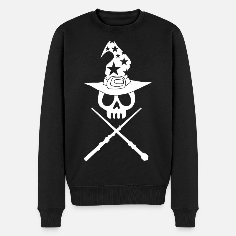 Crâne de magicien blanc - Pull Premium bio Homme - noir