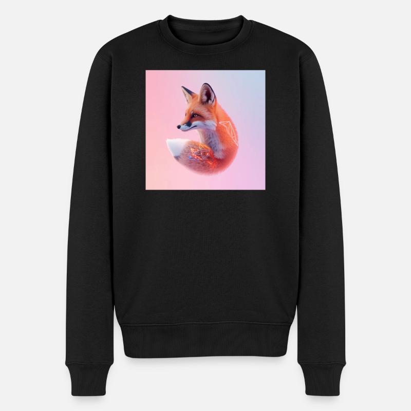 Renard néon géométrique pastel - Pull Premium bio Homme - noir