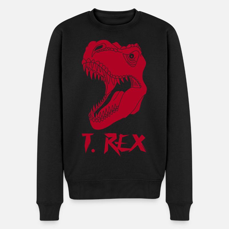 Der Rote Tyrannosaurus Rex - Männer Premium Bio Pullover - Schwarz