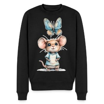 Des chuchotements entre la souris et le papillon 🐭 🦋 - Pull Premium bio Homme - noir - Devant - Nico (187cm)