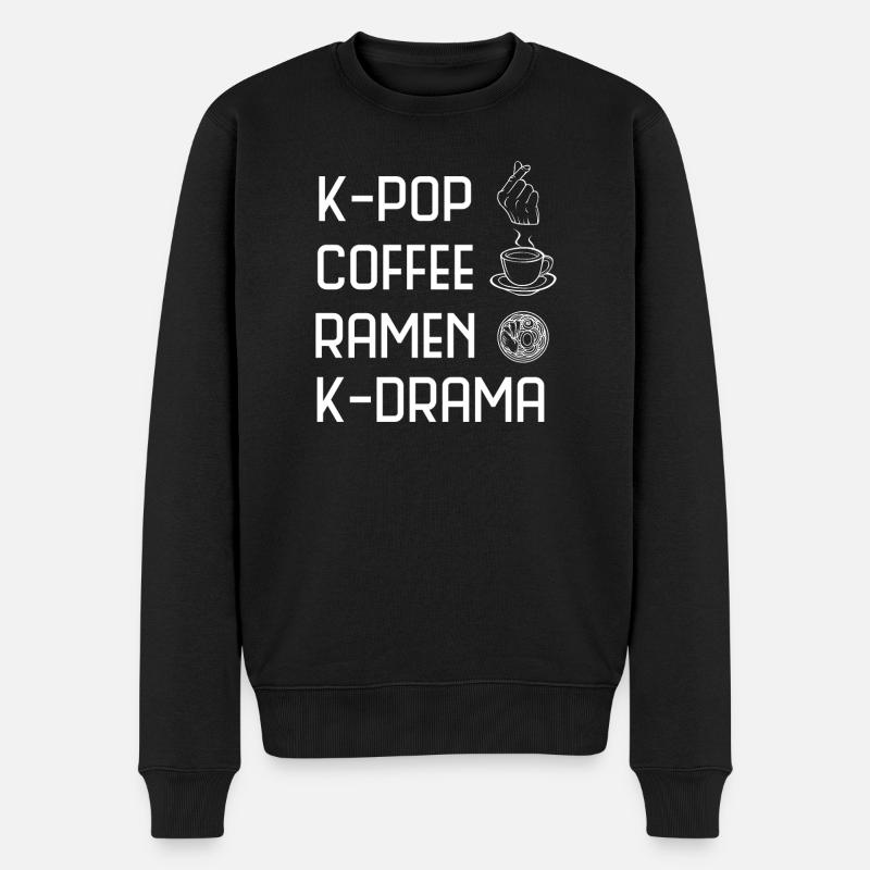 K-Pop Coffe Ramen K-Drama Korea Kaffee Liebhaber - Männer Premium Bio Pullover - Schwarz