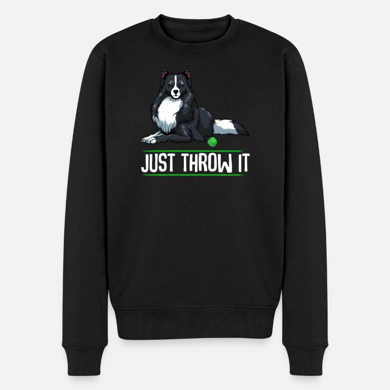 Just Throw It Border Collie Hund Tier Liebhaber - Männer Premium Bio Pullover - Schwarz