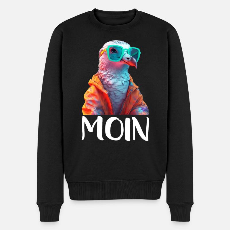 Möwe mit Sonnenbrille Moin Coole Möwen Seevogel - Männer Premium Bio Pullover - Schwarz