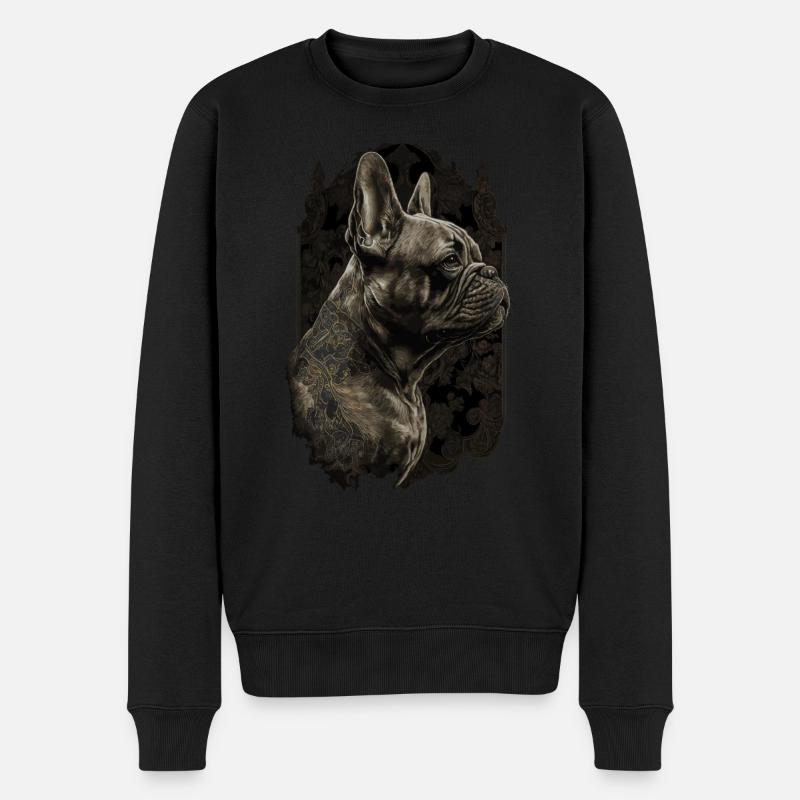 Französische Bulldogge - Männer Premium Bio Pullover - Schwarz